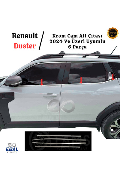 EBAL OTO AKSESUAR Renault Duster 2024 Ve Üzeri Model İçin Krom Cam Alt Çıtası...
