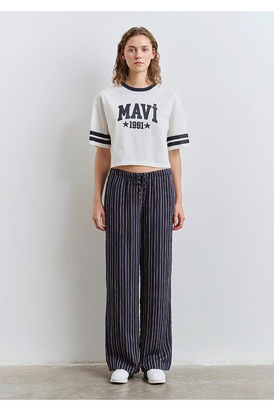 Mavi Striped Navy Blue Trousers 1011024-89853
