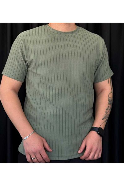 ALİ.COM Crepe Striped Bike Collar Unisex T-Shirt