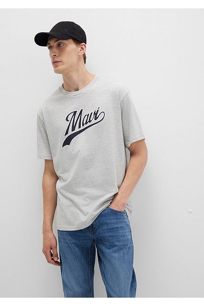 Mavi Logo Printed Gray T-Shirt Loose Fit / Loose Relaxed Fit 0613023-80018
