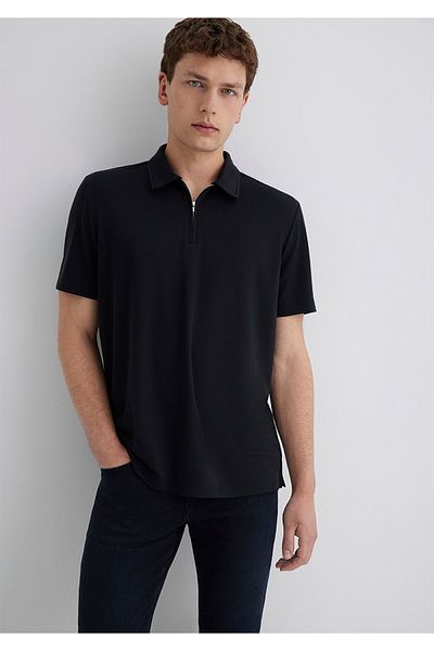 Mavi Semi-Zip Black Polo T-Shirt Regular Fit / Regular Cut 0613007-900