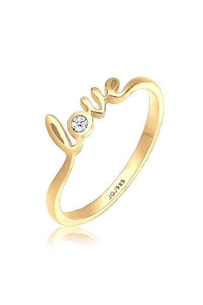 ELLI Ring Love-Schriftzug Diamant 0.03 ct. 585 Gold