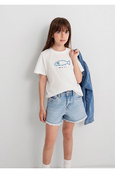 Mavi Fish Printed White T-Shirt Regular Fit 7610384-70057