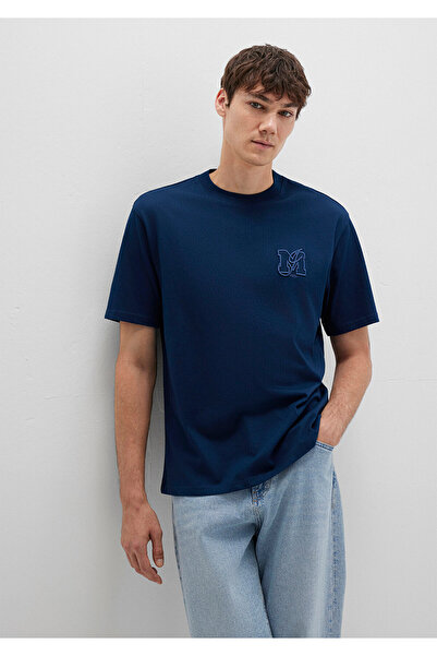 Mavi MJ Baskılı Lacivert Tişört Loose Fit / Bol Rahat Kesim 0612885-89353