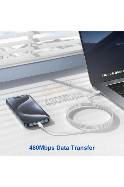 bydiz Apple iPhone 8, 11, 12, 13, 14 Pro ve Pro Max Uyumlu ( Örgülü ) USB-C Lightning Hızlı Şarj Kablosu