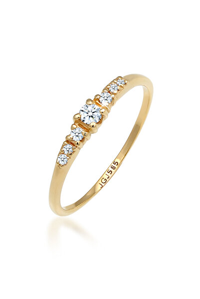 ELLI Ring Damen Verlobung Elegant mit Brillanten (0,11 ct.) in 585 Weißgold