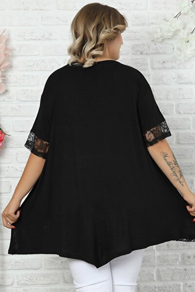 Kheos Μπλούζα με δαντέλα φούστα και μανσέτες, Flock printed Rose Motif