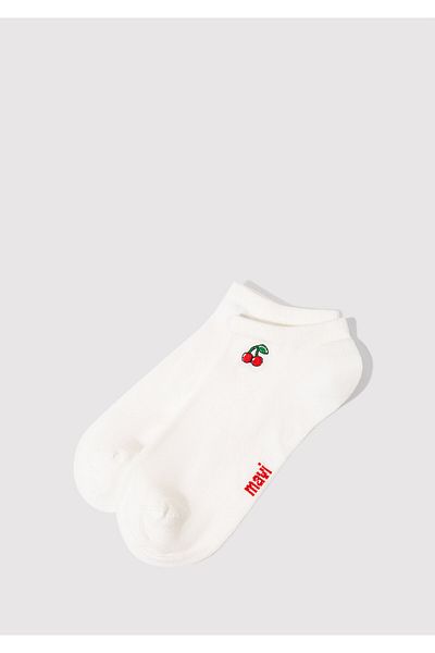 Mavi Cherry Embroidered White Ballerina Socks 1913155-620
