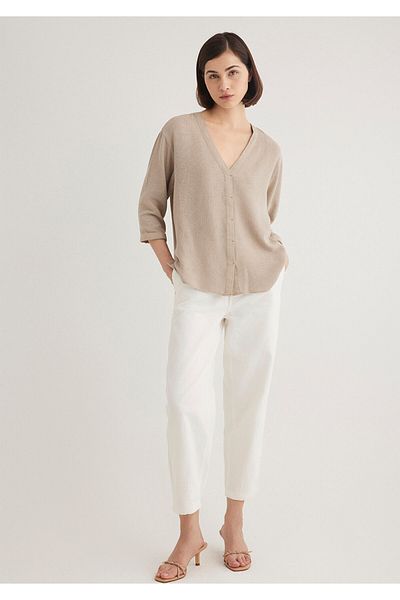 Mavi V-Neck Beige Blouse 1210798 -80697