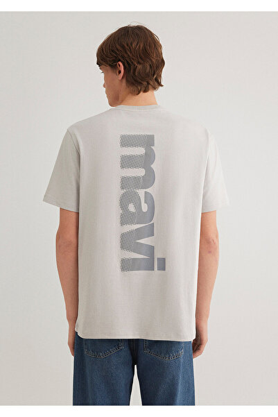 Mavi Logo Sırt Baskılı Gri Tişört Loose Fit / Bol Rahat Kesim 0612522-70074