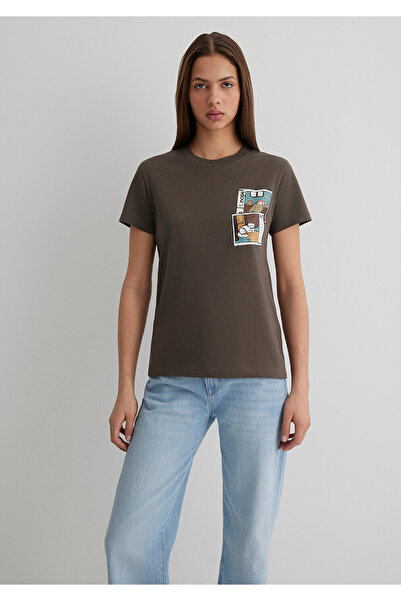 Mavi Cat Printed Brown T-Shirt Semi Slim Fit / Semi Slim Fit 1613200 -81959
