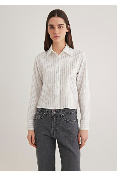 Mavi Çizgili Ekru Gömlek Regular Fit / Normal Kesim 1211025-85353