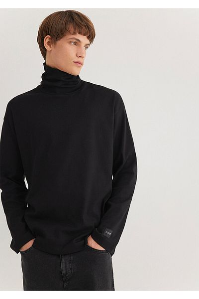 Mavi Turtleneck Black T-Shirt Loose Fit / Loose Relaxed Cut 0612409-900