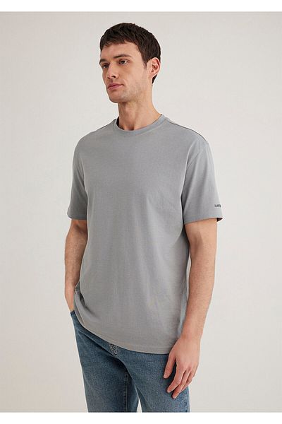Mavi Crew Neck Gray Basic T-Shirt Loose Fit / Loose Relaxed Cut 0611593 -70098