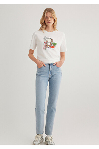 Mavi Bílé tričko s potiskem Londýn Regular Fit / Regular Fit 1613057 -70057