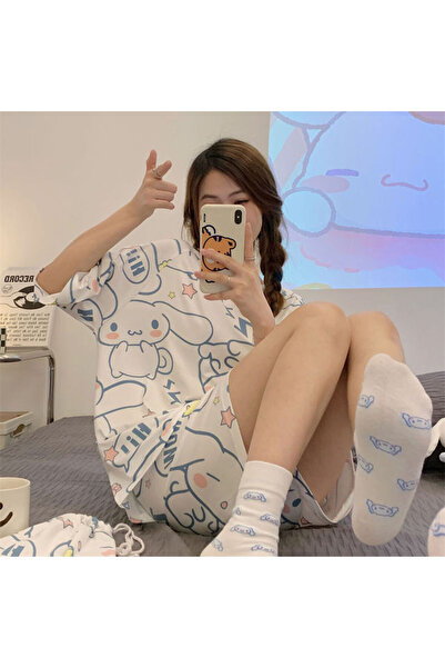 Choice XL A Kawaii Hot Anime Cinnamoroll Kuromi Pajamas Summer Simple Fashion Delicate Cute Casual Loose Co