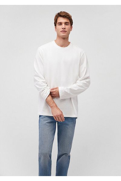 Mavi White Long Sleeve Basic T-Shirt Regular Fit / Regular Fit 0612403 -70057