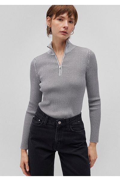 Mavi Gray Knitwear Stand Collar Zippered 1710473 -70075