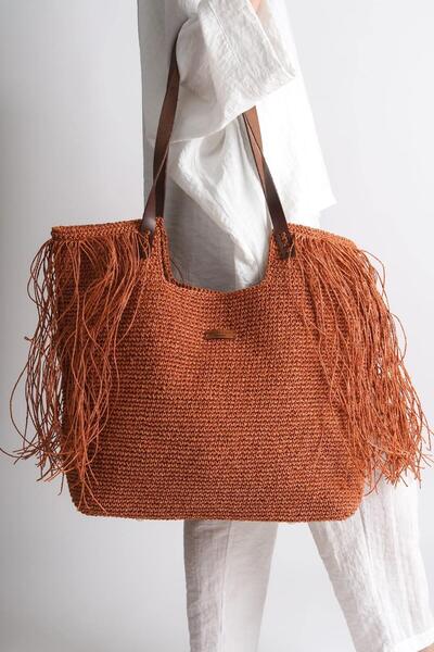 Mubiano Літня сумка з довгими ручками з рафії та черепицею для щоденного вико...