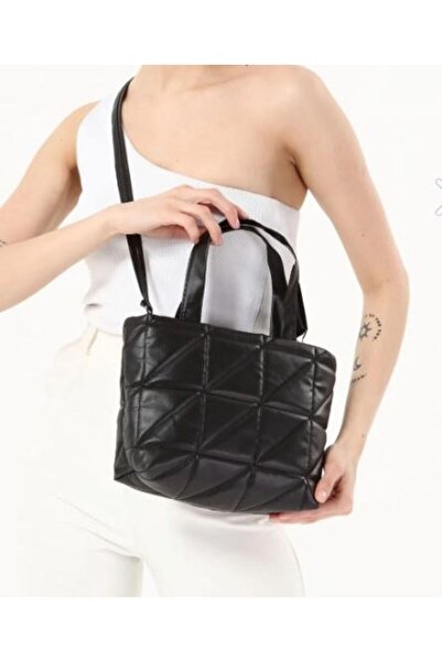 Mubiano 840-S μεσαίου μήκους καπιτονέ μοτίβο γυναικεία τσάντα με λουράκι μαύρ...