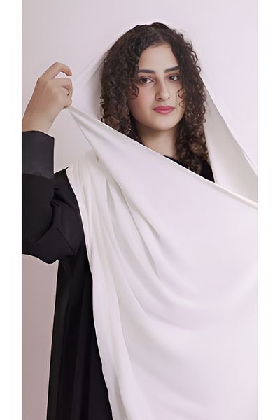 outline Silk-lined Salam scarf - white