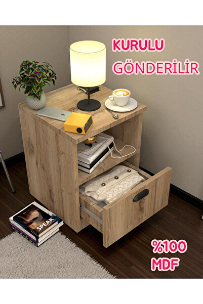 KONAK EV EŞYALARI Nori1 Gizli Bölmeli Komodin,MDF,Kurulu Gönderilir,Montaj Ge...