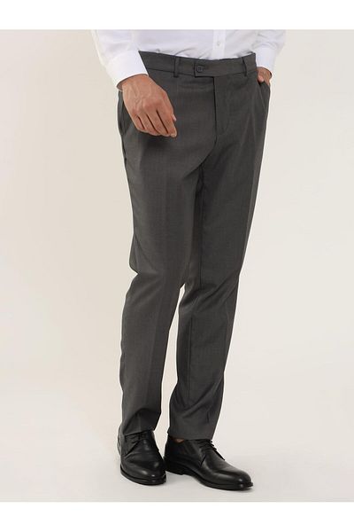 Dufy Men's Gray Regular Fit Straight Classic Pants -103965