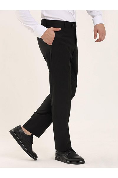 Dufy Men's Black Regular Fit Straight Classic Trousers - 96875
