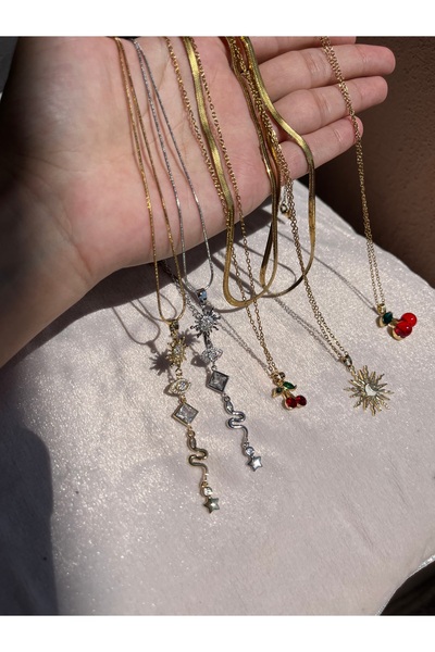 HİNESSA Çelik zirkon taşlı kiraz kolye