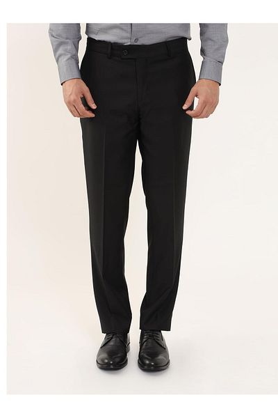 Dufy Men's Black Regular Fit Straight Trousers -103951