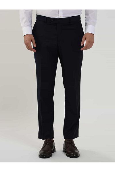Dufy Men's Light Navy Blue Regular Fit Classic Pants -103944