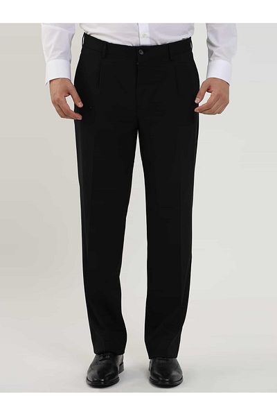 Dufy Black Men's Regular Fit Classic Straight Trousers - 98178