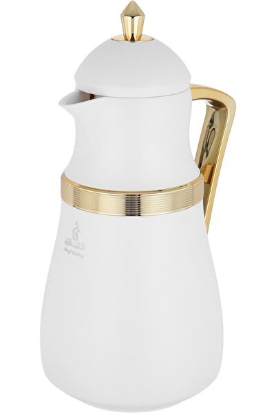 Alsaif Gallery Najd Al Saif Gallery Thermos Set, 1/1 Liter, Glass Thermal Inner Liner, Plastic Outer Body - White