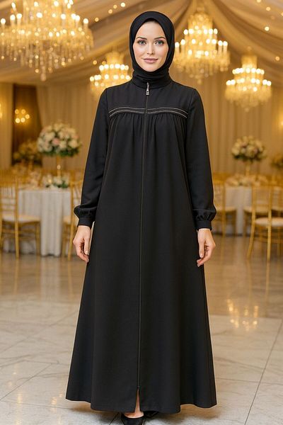 Neva Style Zippered Black Hijab Ferace 10533S
