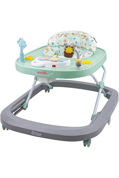 Moon مشاية أطفال/رضع قابلة لتعديل الارتفاع مع صينية موسيقى قابلة للإزالة وألعاب - وسادة ناعمة