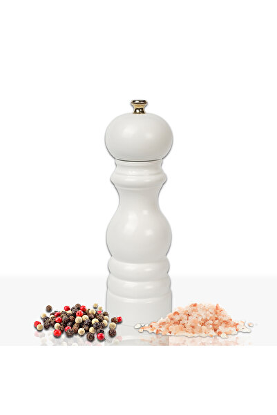 Glios White Wooden Salt and Pepper Hand Mill Grinder 18 cm