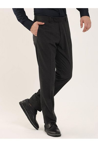 Dufy Dark Gray Men's Slim Fit Straight Classic Trousers - 94143
