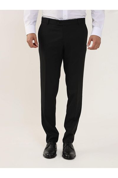Dufy Black Men's Regular Fit Classic Trousers -103979