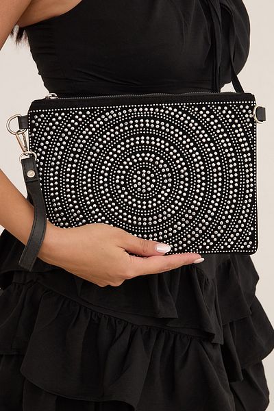 Fulla Moda Stone Detailed Circle Patterned Portfolio Bag