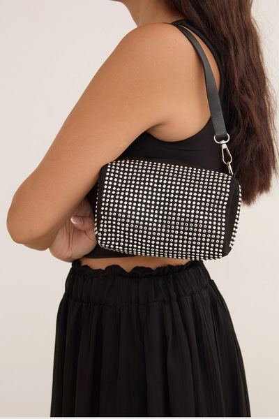 Fulla Moda Taşlı  Fermuarlı Kol Çanta