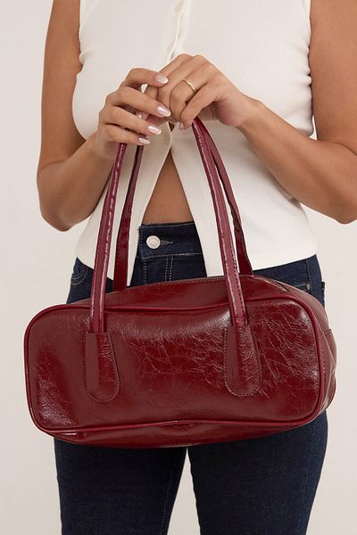 Fulla Moda Zippered Patent Leather Handbag