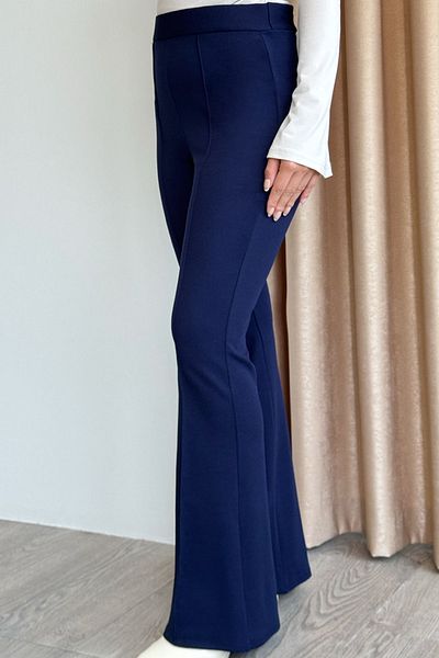 InStyle High Waist Wide Leg Navy Blue Palazzo Trousers