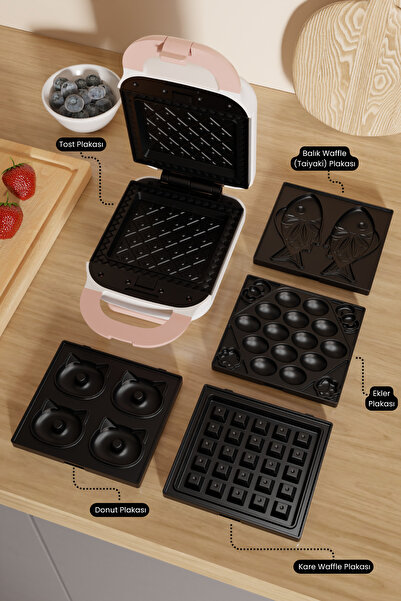 Fressi Tost Ve Waffle Makinesi | Çıkarabilir Yapışmaz Plakalı | 5 Ayrı Plaka | Fr-tm33 Panfun