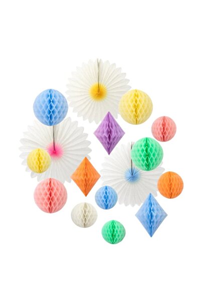 Meri Meri - Pastel Honeycomb Decoration Kit - Pastel Petek Dekor Kiti - 16lı