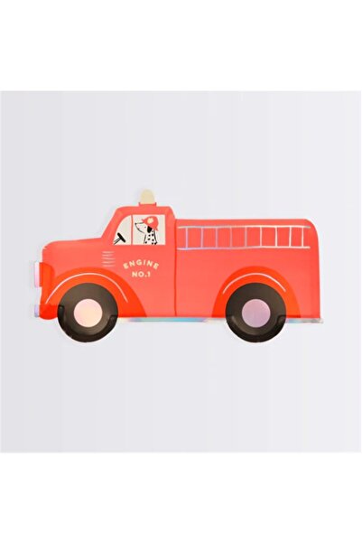 Meri Meri - Fire Truck Plates - İtfaiye Kamyonu Tabaklar - 8'li