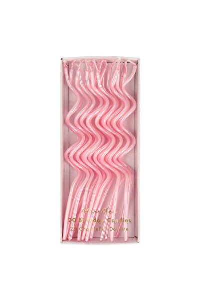 Genel Markalar - Pink Swirly Candles - Pembe Kıvrımlı Mumlar - 20'li