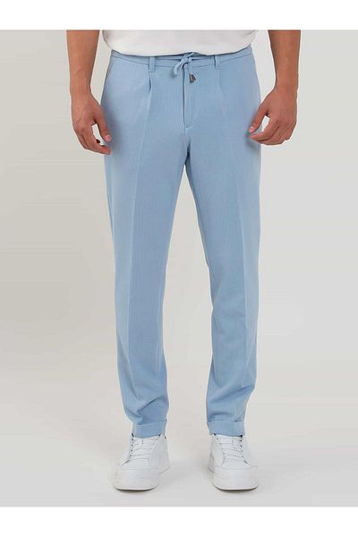 Dufy Blue Men's Slim Fit Ribbed Jogger Trousers - 104486