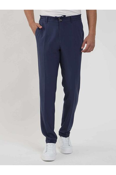 Dufy Men's Slim Fit Navy Blue Jogger Pants -104523