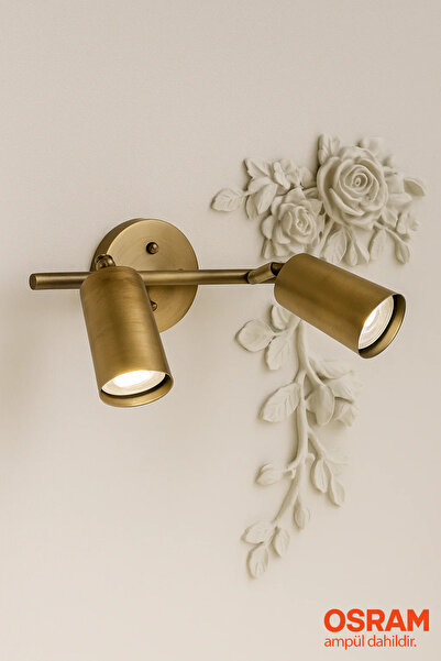 Tel Lighting 2'li Spot GU10 Ampül Dahil Eslitme Aplik Bronz Eskimet