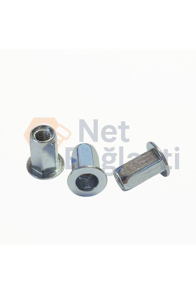 NET BAĞLANTI M4 ALTI KÖŞE FLANŞLI ÇELİK SOMUN PERÇİN 50 ADET